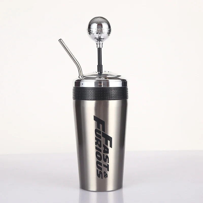 Fast and Furious Water Cup and Keychain - Shift Lever Style Cups with Straw and Lid