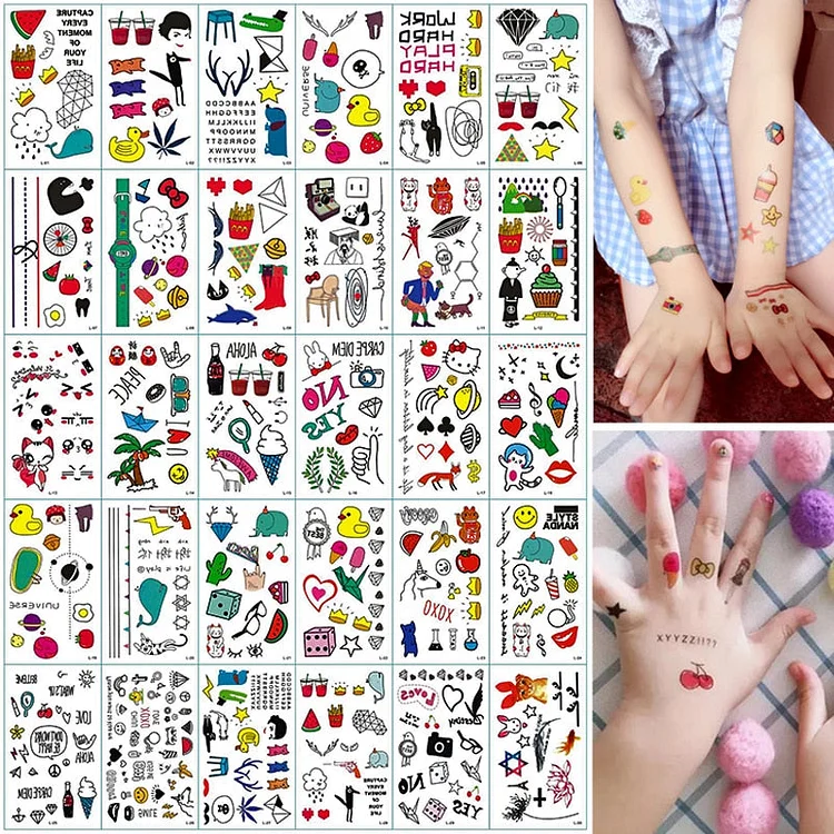 30 Sheets Kids Temporary Tattoo Sticker Animals Cartoon Horse Tattoo For Kids Children