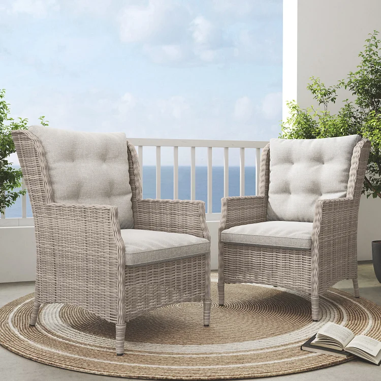 GRAND PATIO Outdoor All-aluminum Wicker Dining Chair With Sunbrella Cushions Set Of 2 (Set of 2)