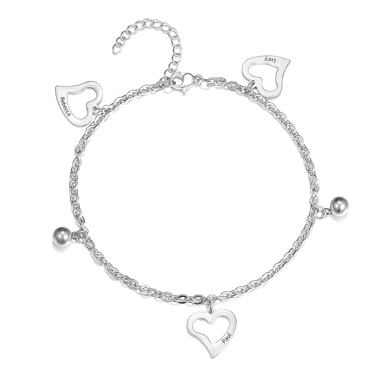 Pulsera de tobillo personalizada con 3 nombres