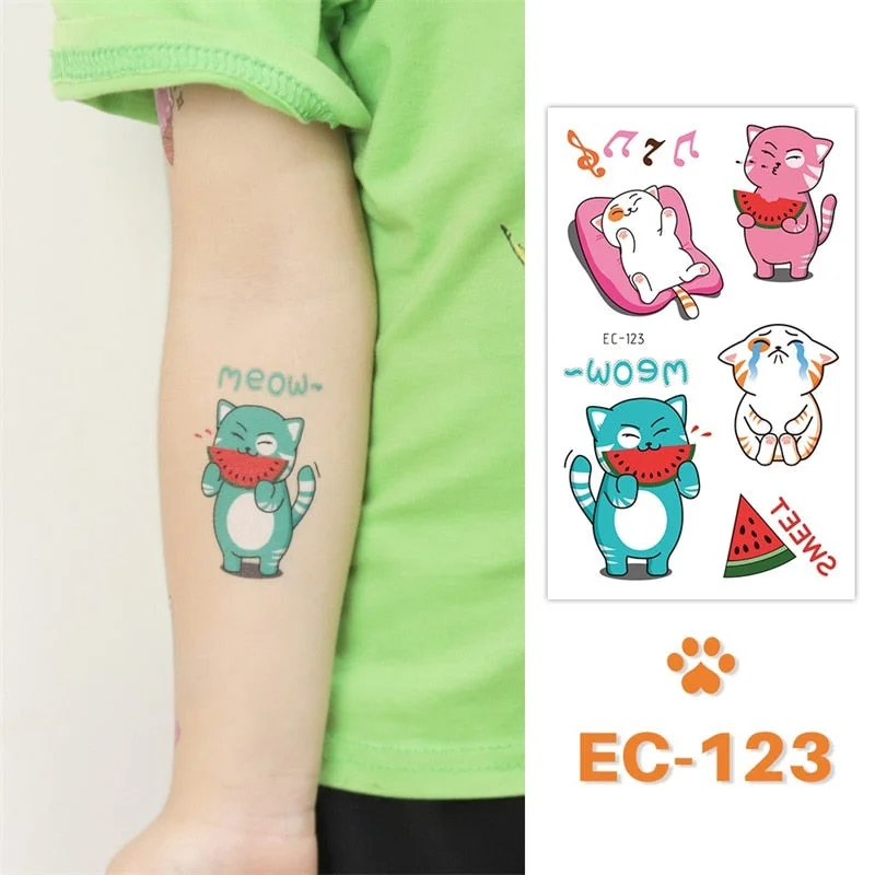 24 kinds Cute Cartoon Tattoo Stickers For Children faux tatouage temporaire Disposable Cat Dog Pets Temporary Waterproof