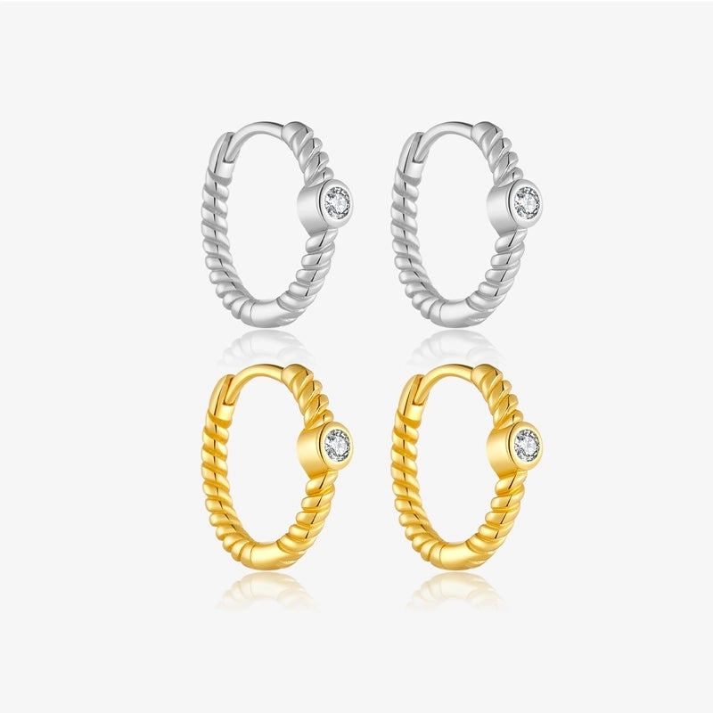 1 Pair 18K Gold Plated White Gold Plated 925 Sterling Silver Geometric Earrings