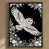 Kit de peinture en perles maison Fly Owl pour d&eacute;coration murale adulte 30x40cm sans cadre
