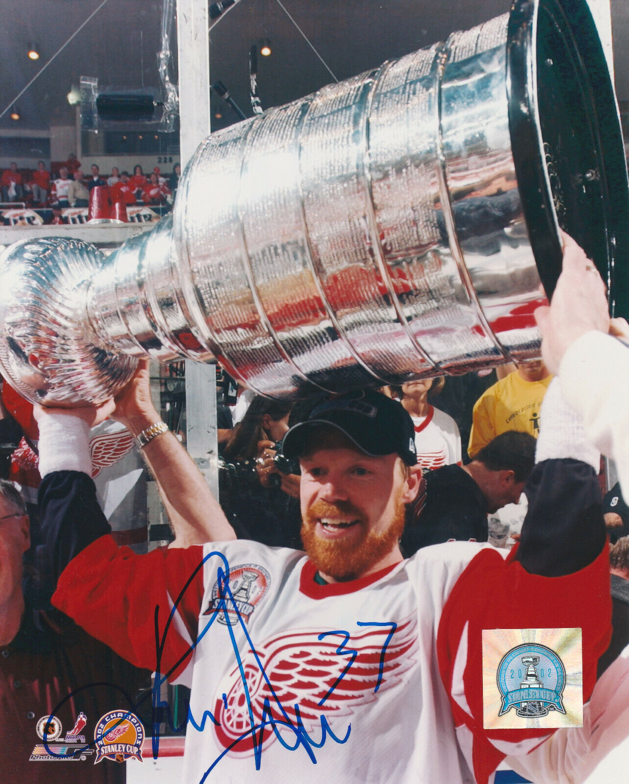 KRIS DRAPER SIGNED DETROIT RED WINGS 2002 STANLEY CUP 8x10 Photo Poster painting! Autograph