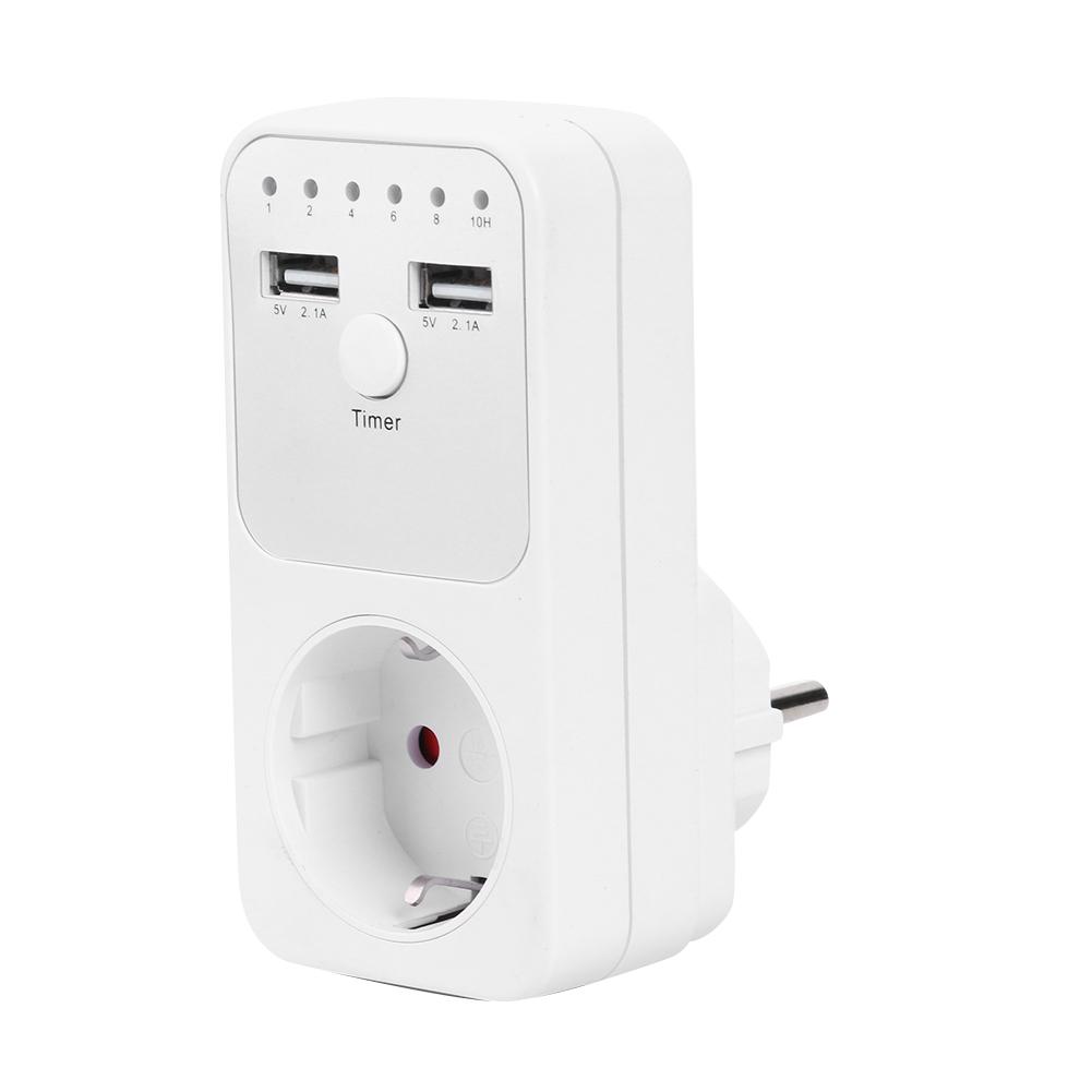 

Dual USB EU Plug Timing Socket Timer Switch Countdown Outlet Controller, 501 Original