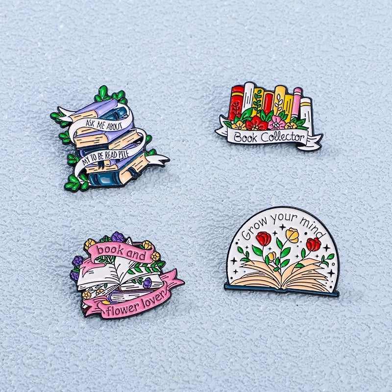 Cartoon Style Cute Book Letter Flower Alloy Enamel Plating Unisex Brooches Collar Pin