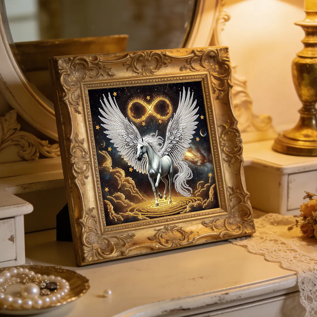 Starry Pearl Pegasus Special Shaped 5D DIY Partial Drill Diamond Painting Kits for Adults Beginners Home Decor Diamonds Paintings Gem Art 11.81 X11.81inch