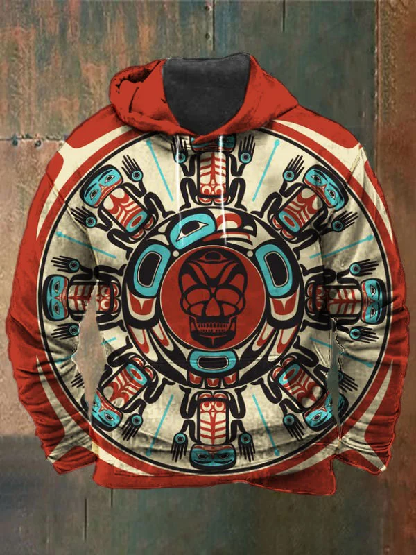 Unisex Skull Print Heavyweight Hoodies