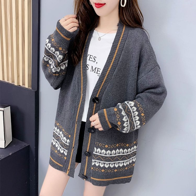 Long Sleeve Shift Knitted Casual Outerwear