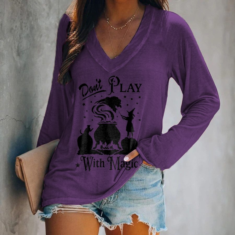 Don't Play With Magic Printed Long Sleeve T-shirt