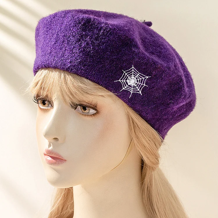 Halloween Fashion Orange Embroidery Spider Web Hats 2024 - Xpluswear