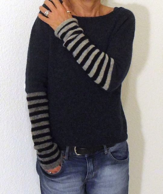 Black Striped Knitted Women's Sweater