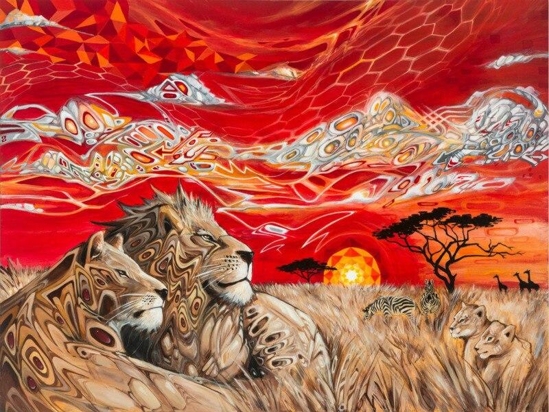 

Lion Couple In High Heat – Paint By Numbers - 40*50CM, 501 Original