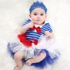 Baby Girl Lace Tutu Skirt Headband July 4th Independence Day Stripe Sets