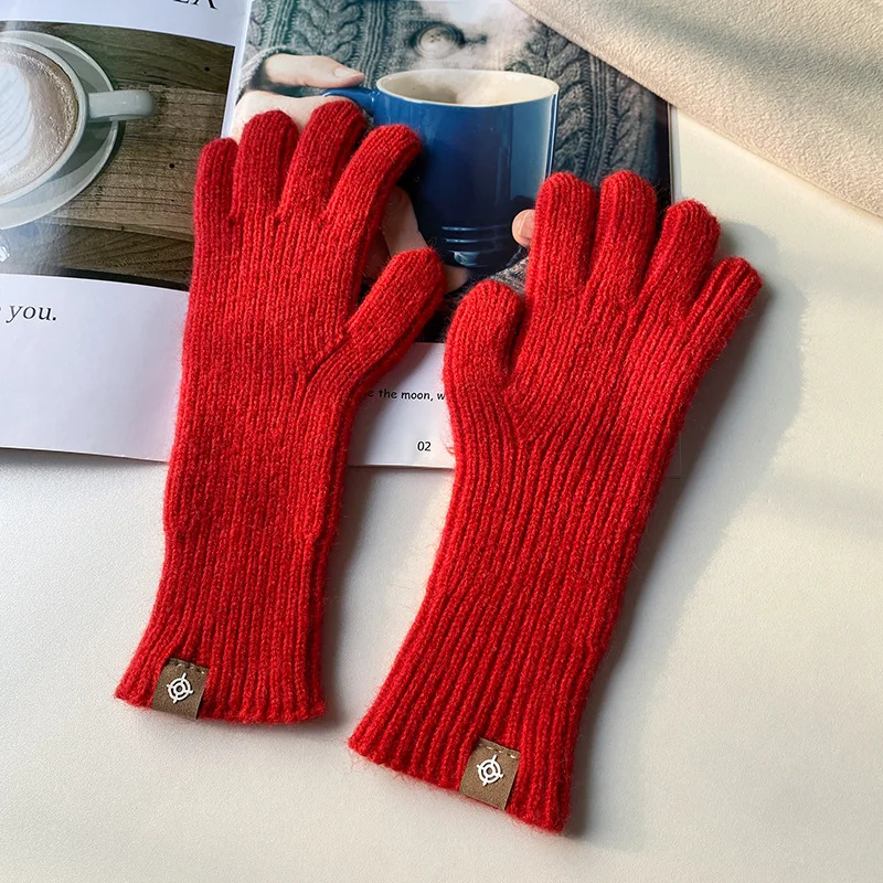 Imitation Wool Knitted Exposed Half Finger Gloves