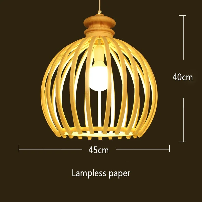 Chinese Classical Solid Wood LED Pendant Lights Modern Dining Room Living Room Restaurant Kitchen Hanging Lamp Lustre Luminaria