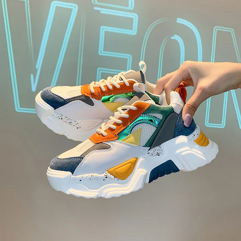 Fashion Women Chunky Sneakers Height Increasing Thick Bottom Women's Casual Shoes Designer Ladies White Black Dad Sport Shoes