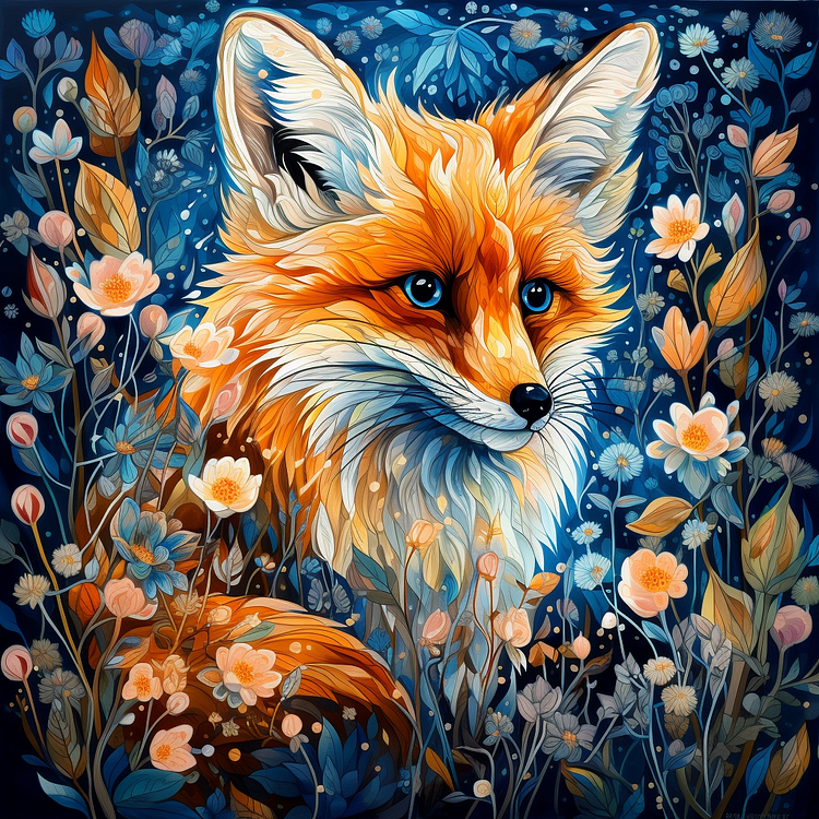 Flower Fox 40*40CM(Canvas) Diamond Painting gbfke