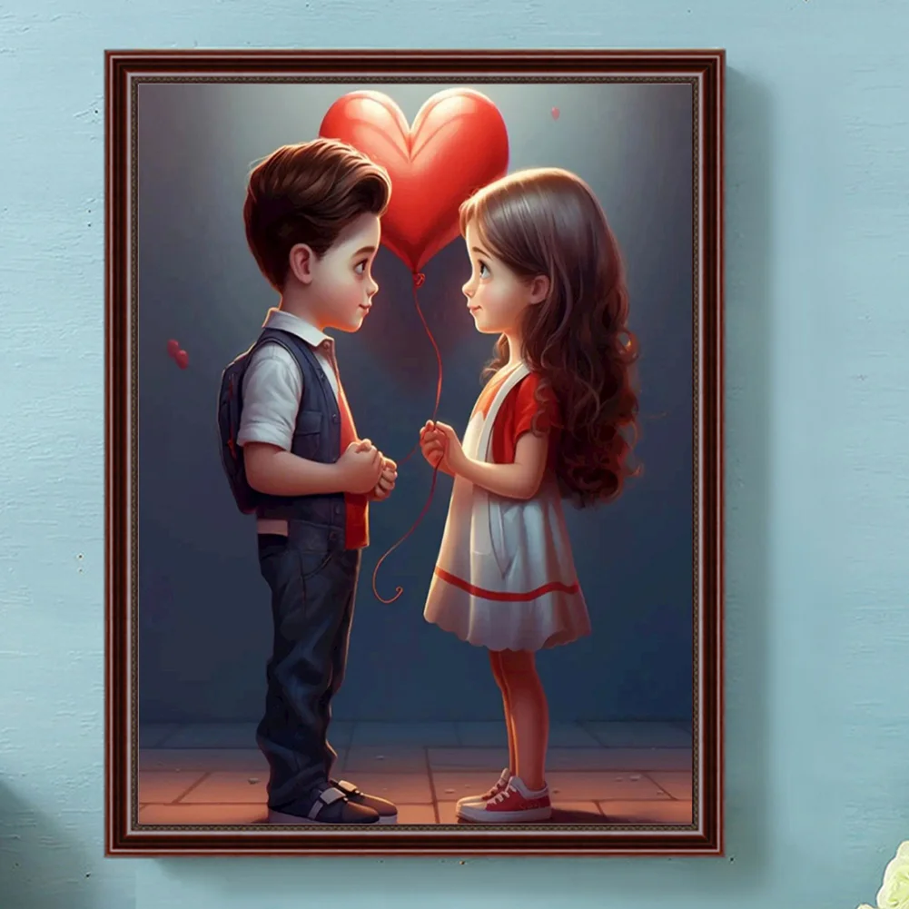 Diamond Painting - Full Round Drill - Kid Sweet Couple(Canvas|30*40cm)