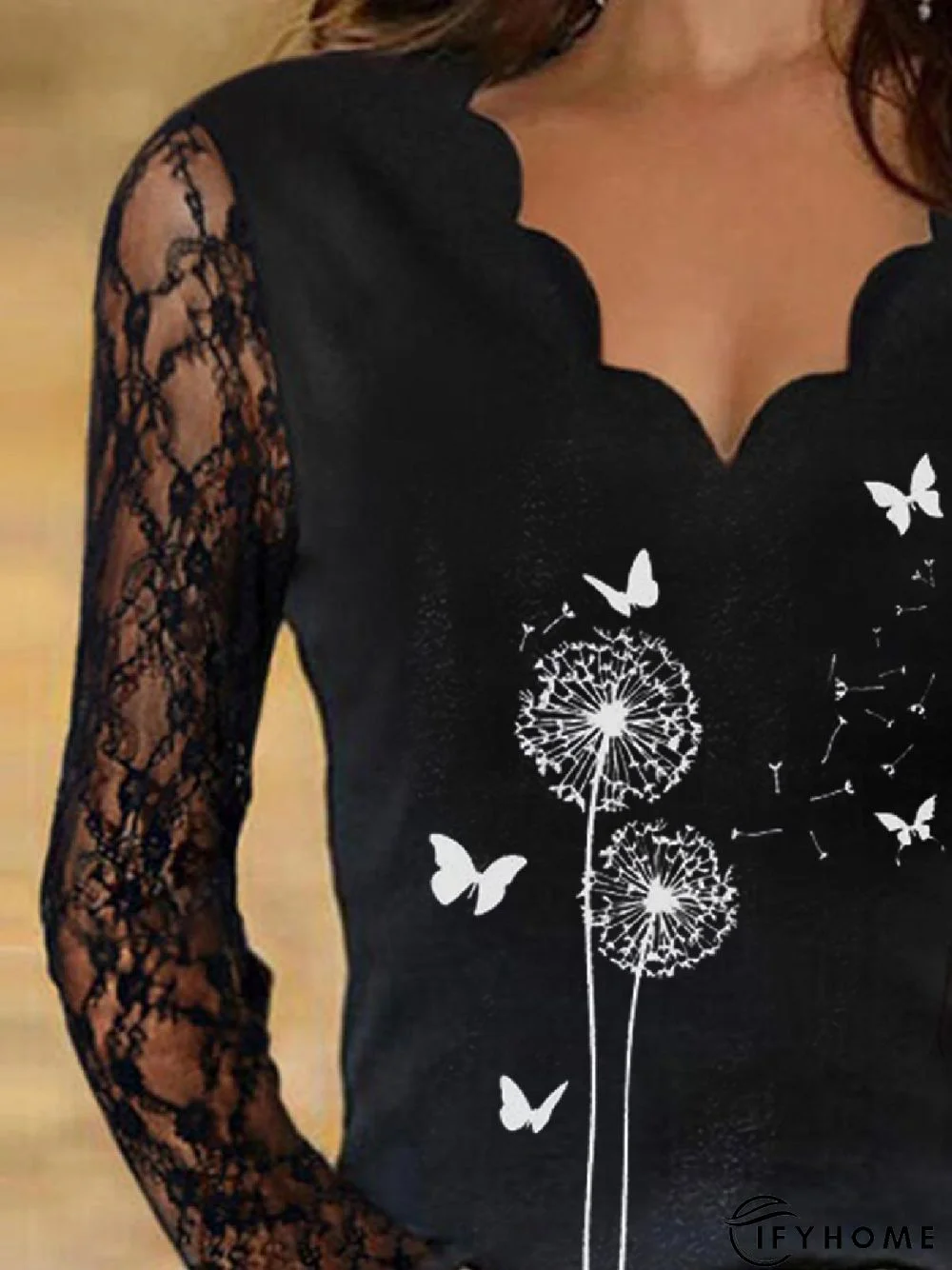 Casual Dandelion V neck Long sleeve Top | IFYHOME