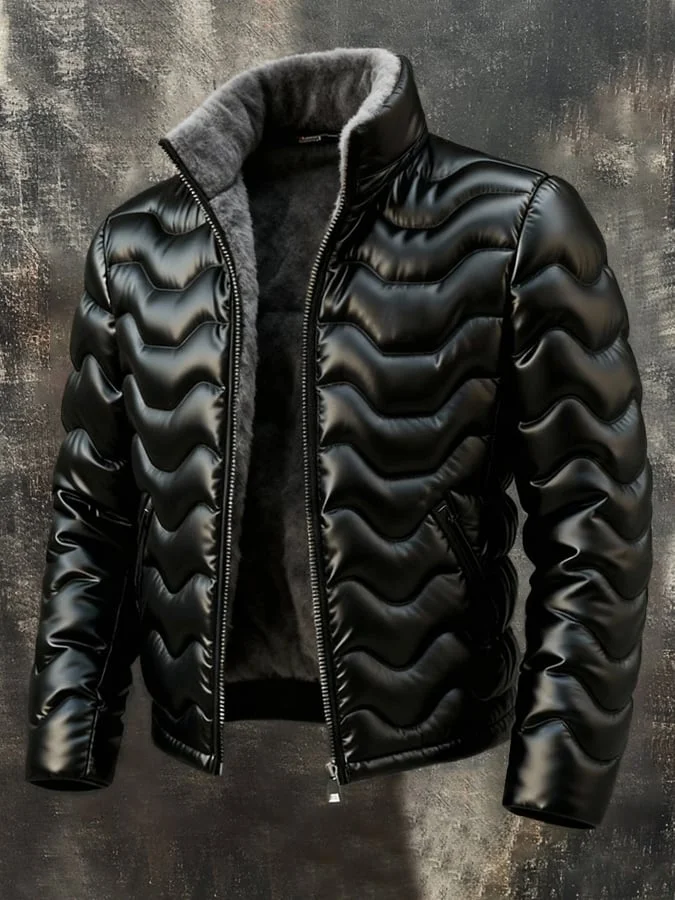 Herren Retro Warme Wollgef&uuml;tterte Outdoorjacke Baumwollmantel 