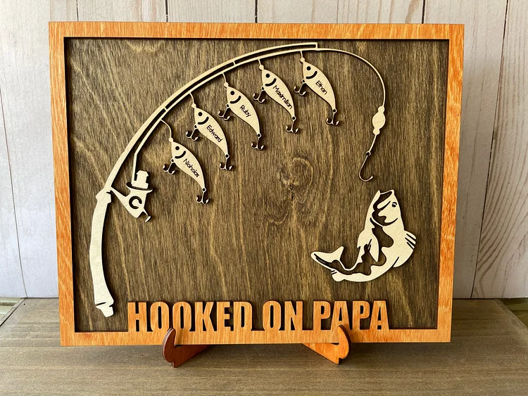 Fathers Day Sign, Grandpa Sign, Fathers Day Gift, Hooked on