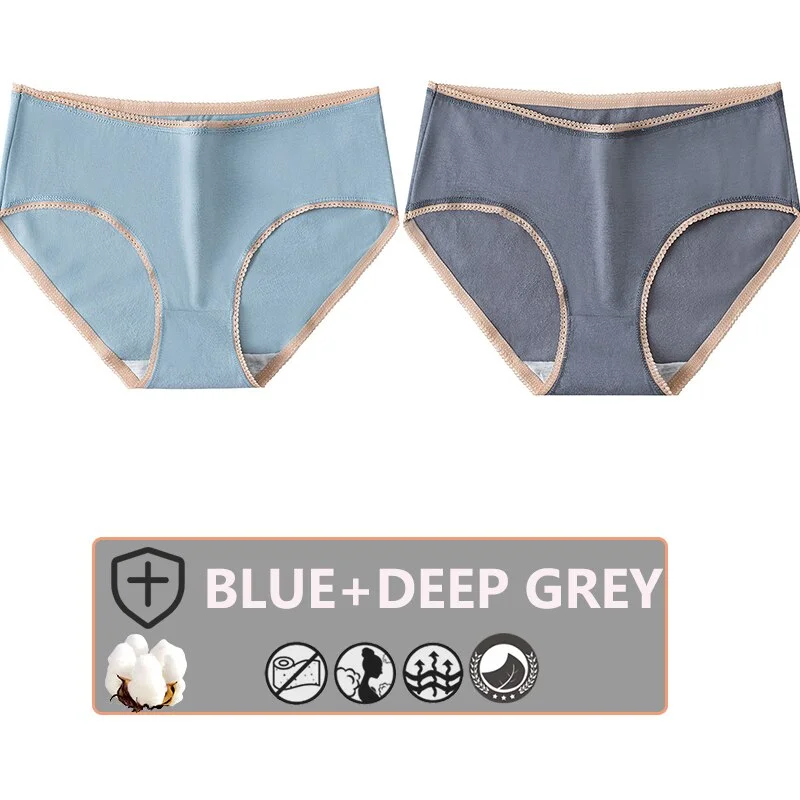FINETOO 2PCS/Set Cotton Panties Women Sexy Underwear For Girl Lingerie Lady Cute 8 Solid Candy Colors Pantys Woman Female Briefs