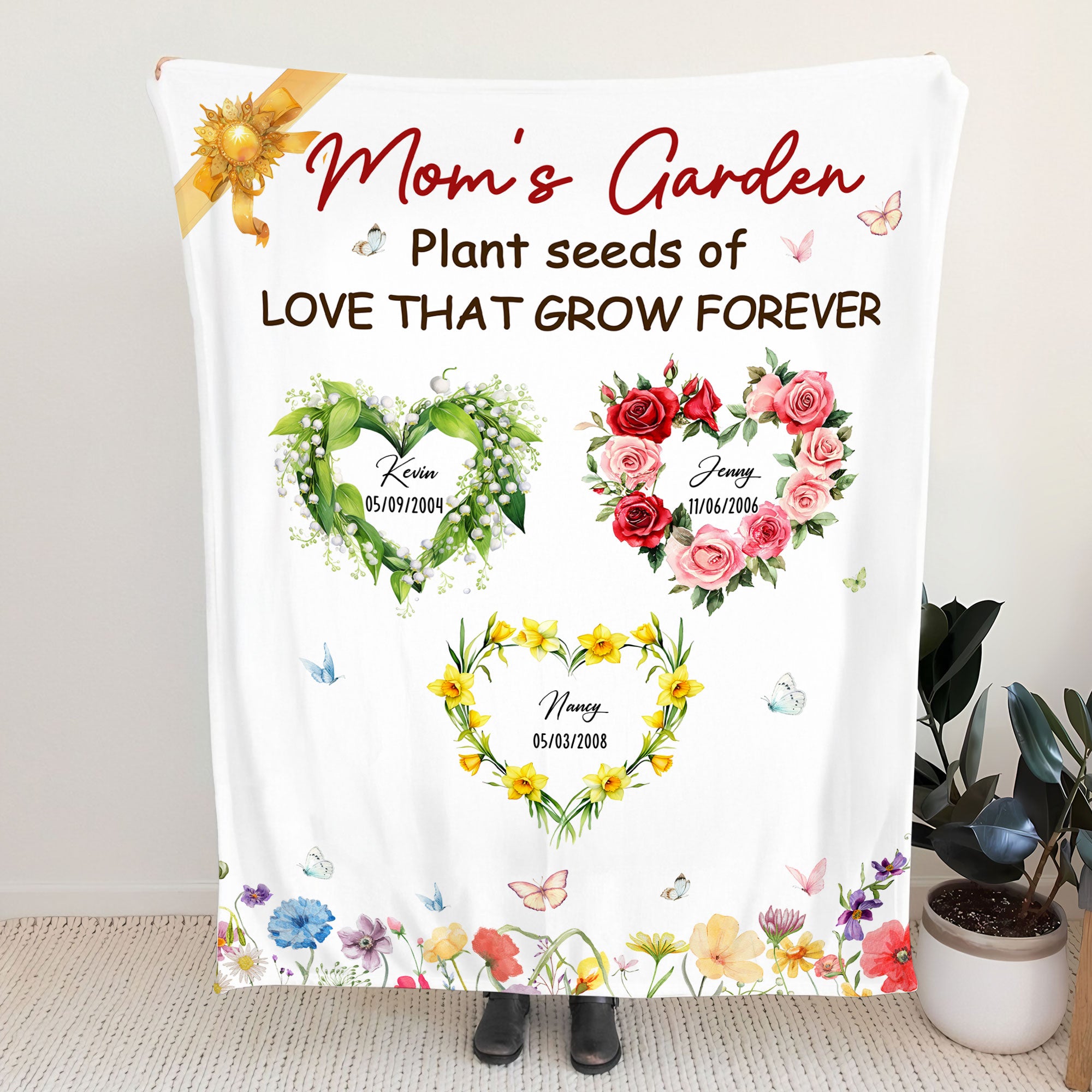 Loveyoufancy Personalized Gifts For Mom Blanket, Birth Moth Flower Heart