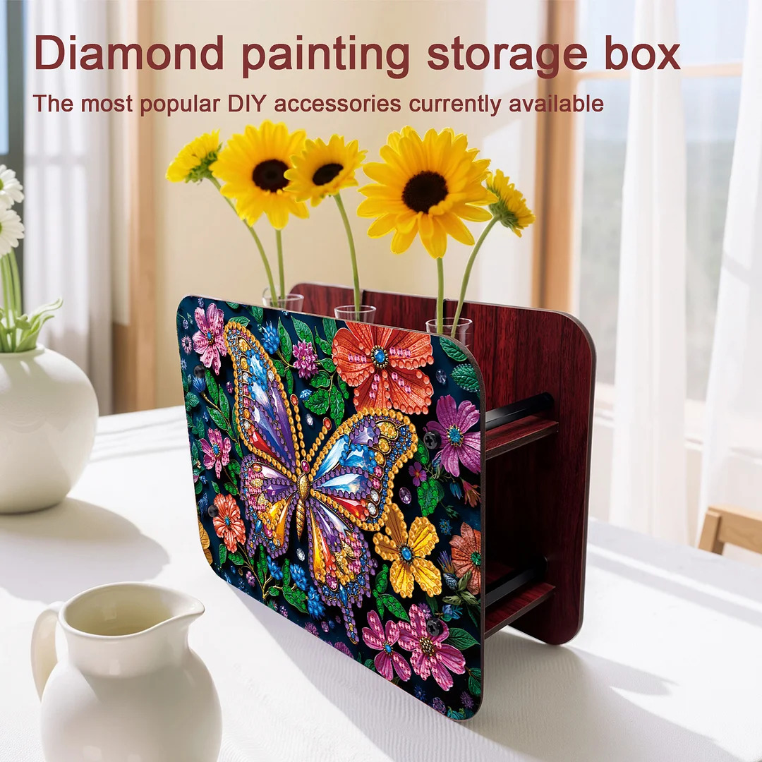 Butterfly DIY Flower Vase Wooden Double Sided Desktop Diamond Art Kit Home Decor