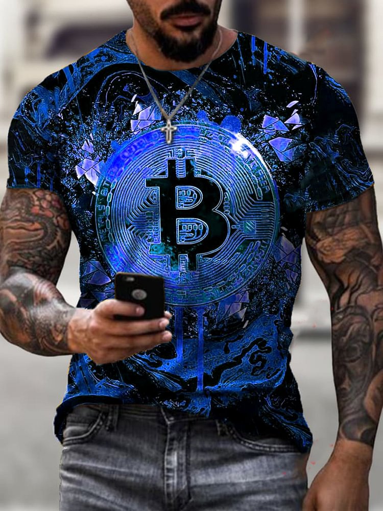 Fashion Trend Bitcoin Print T-shirt