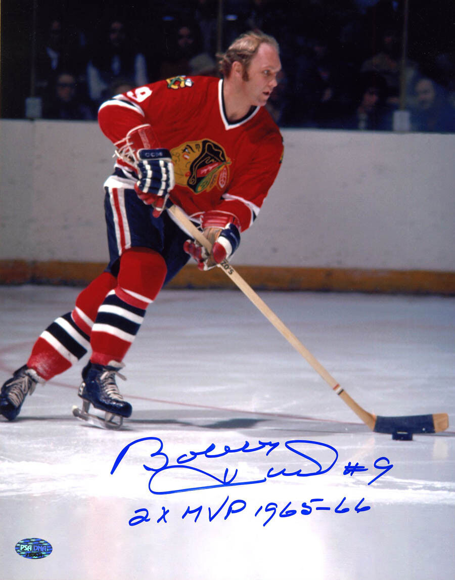 Bobby Hull SIGNED 11x14 Photo Poster painting + 2 X MVP Chicago Blackhawks PSA/DNA AUTOGRAPHED