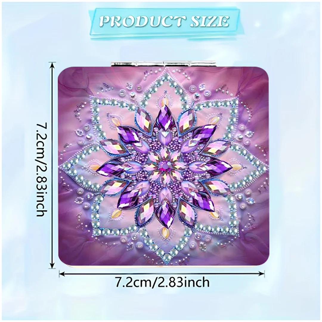 Mandala DIY Special Shaped Diamond Painting Compact Mirror Kits Diamond Art Painting Pocket Mirror for Beginners Adults Art Craft Woman Gifts