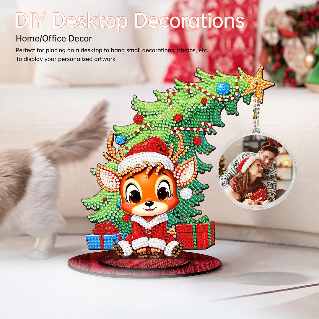 Photo Christmas Tree 5D DIY Diamond Art Tabletop Wood Decorations Ornament Kits