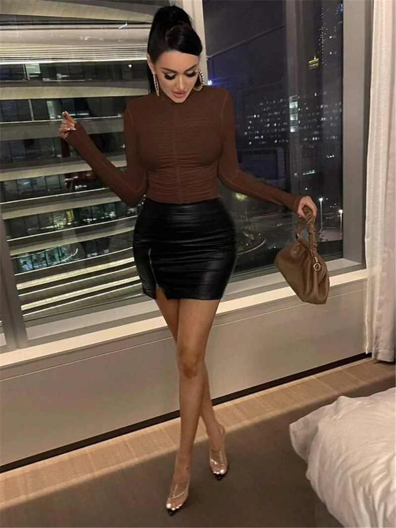 Athvotar Athvotar And Winter Bottom 2025 New Body-Covered Wrinkles Small High-Neck T-Shirt