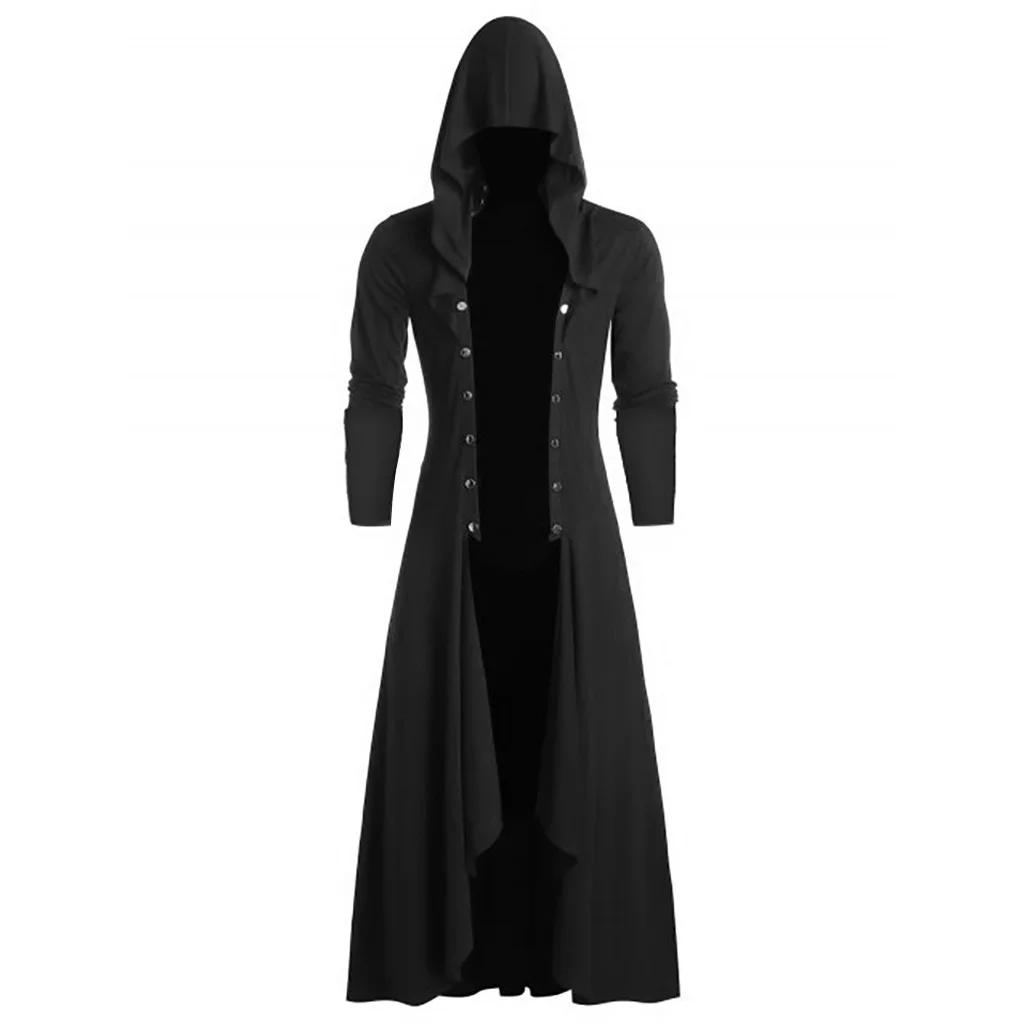 Ueong Men's Retro Steam Punk Gothic Windbreaker Coat Cape Fashion Street Cloak Jacket Parkour Clothes Cardigan Trench Coat