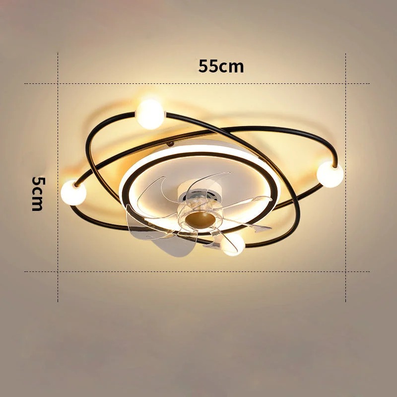 New Nordic Bedroom Ceiling Fan Lamp Modern Simple and Creative Living Room Lamps Room Intelligent Silent Fan Lamp