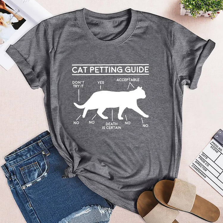 Cat Petting Guide T-shirt Tee - 01116-Annaletters