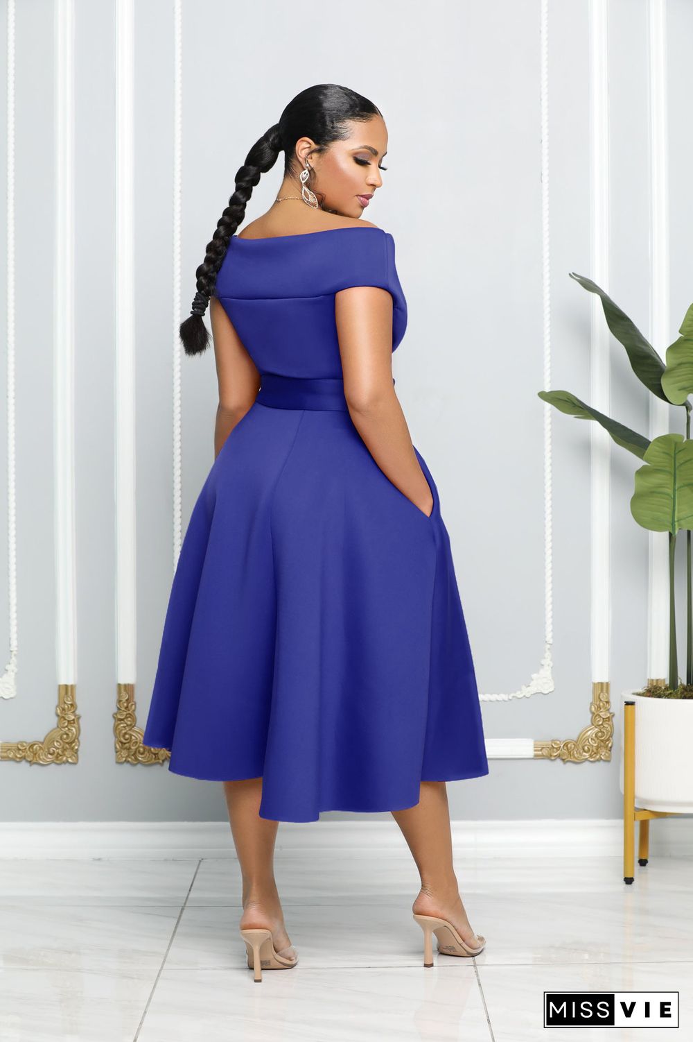 Elegant Off Shoulder with Sashes A Line Dresses