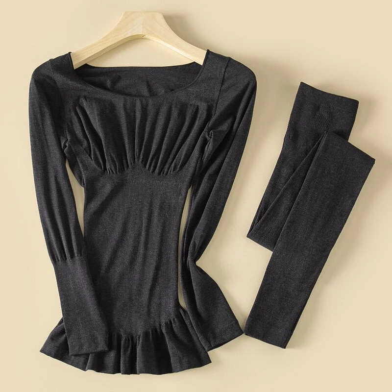 Lingere Winter Thermal Underwear Set Seamless Bodysuits For Women Long Sleeves Sexy Women's Intimates Hot Underwear & Sleepwears