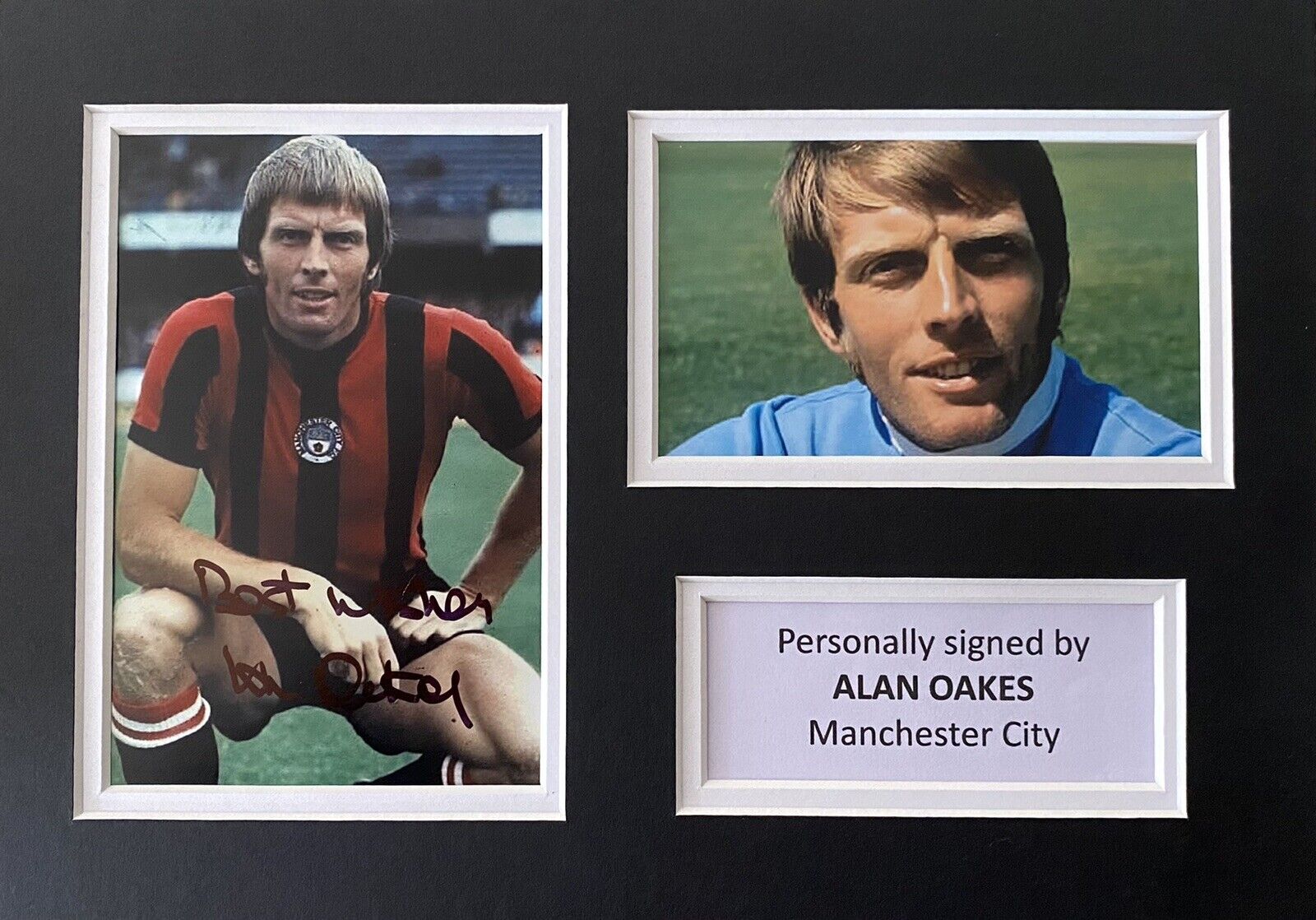 Alan Oakes Genuine Signed Manchester City Photo Poster painting In A4 Mount Display