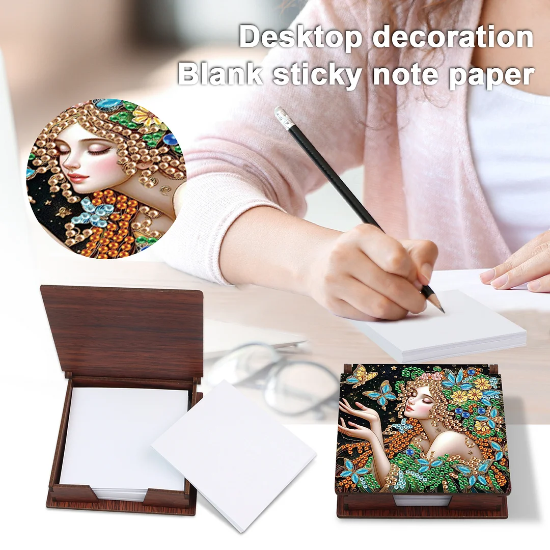 Wooden DIY Fairy Beauty 1 Diamond Painting Kit Note Box with 160 Papers Gifts