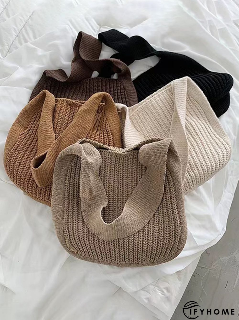 Solid Color Knit Large Capacity Shoulder Bag | IFYHOME