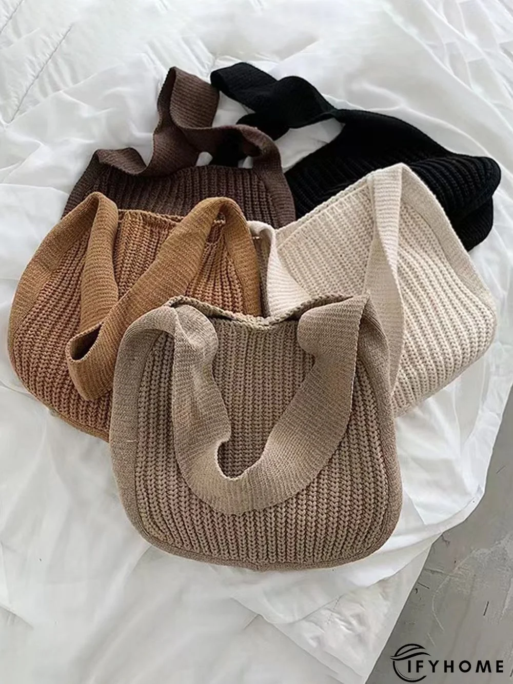 Solid Color Knit Large Capacity Shoulder Bag | IFYHOME