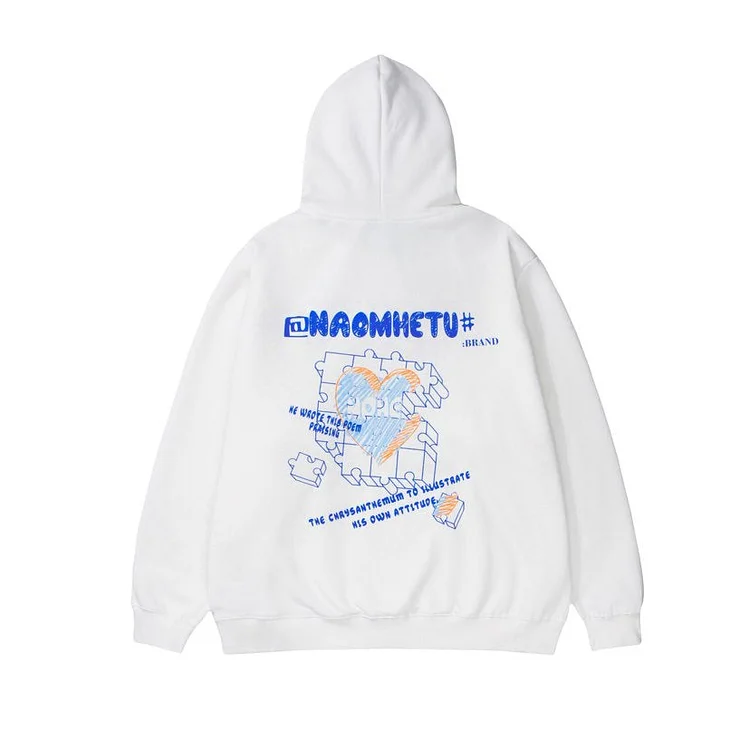 Man Fall Winter Outfis Winter Printed Hooded Thick Sweatshirt Boys Loose Casual Pullover