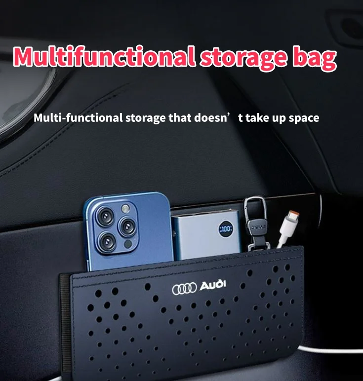 Car-mounted multi-functional side storage mesh pocket for bills, cards and mobile phone storage bag