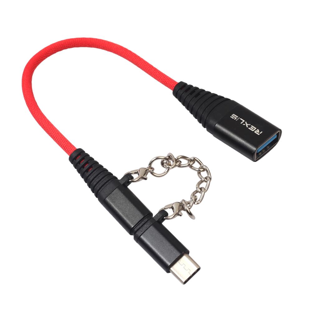 

2 In 1 Type-C Male +Micro Usb Male To Usb 2.0 Female Otg Cable Wire, Black, 501 Original