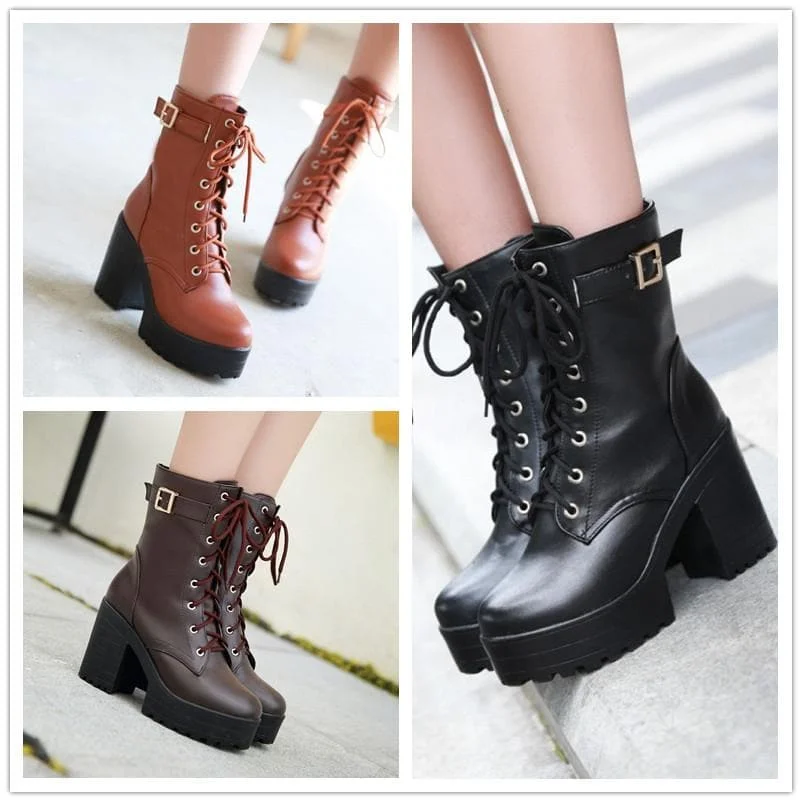 Yellow/Brown/Black Sweet High Heel Boots SP1710573
