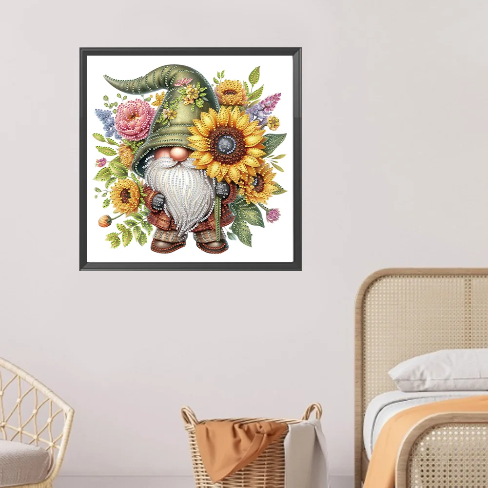 Diamond Painting - Partial Special Shaped Drill - Flower Gnome(Canvas|30*30cm)