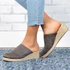 Mule Espadrille Wedges Suede Closed Toe Women Sandals