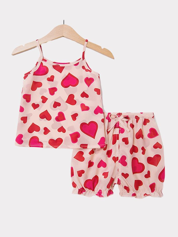 Pyjama en soie motif cœur pour les enfants- SOIE PLUS